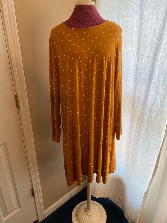 Old Navy Dresses & Skirts - Old Navy Mustard Yellow Polka Dot Dress  Size XXL Soft Comfortable Career Wear